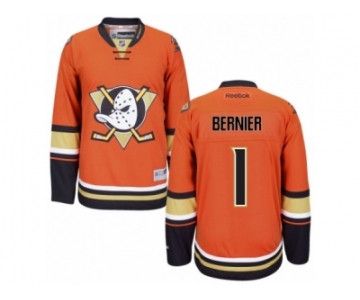 Men's Reebok Anaheim Ducks #1 Jonathan Bernier Authentic Orange Third NHL Jersey