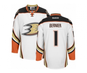 Men's Reebok Anaheim Ducks #1 Jonathan Bernier Authentic White Away NHL Jersey