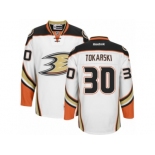 Men's Reebok Anaheim Ducks #30 Dustin Tokarski Authentic White Away NHL Jersey