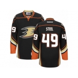 Men's Reebok Anaheim Ducks #49 Sam Steel Authentic Black Home NHL Jersey