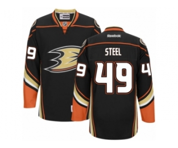 Men's Reebok Anaheim Ducks #49 Sam Steel Authentic Black Home NHL Jersey