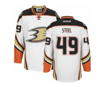 Men's Reebok Anaheim Ducks #49 Sam Steel Authentic White Away NHL Jersey