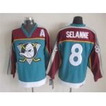 nhl anaheim ducks #8 selanne blue[throwback]