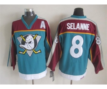 nhl anaheim ducks #8 selanne blue[throwback]