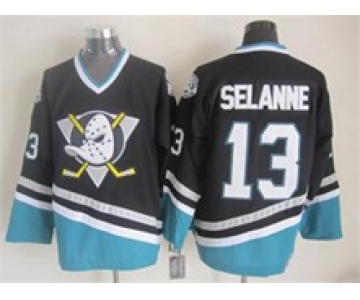 nhl jerseys anaheim ducks #13 selanne black[m&n]