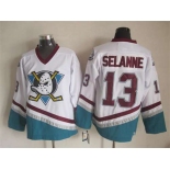 nhl jerseys anaheim ducks #13 selanne white[m&n]