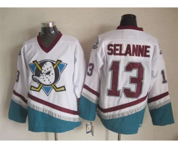 nhl jerseys anaheim ducks #13 selanne white[m&n]