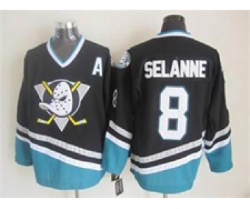 nhl jerseys anaheim ducks #8 selanne black[patch A][m&n]