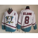 nhl jerseys anaheim ducks #8 teemu selanne white[patch A][m&n]