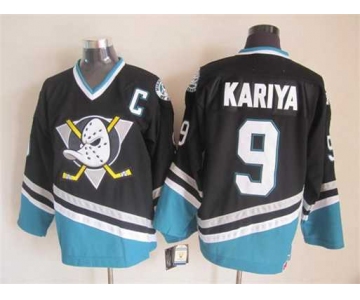 nhl jerseys anaheim ducks #9 kariya black[patch C][m&n]