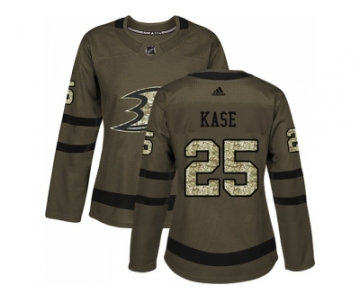 Women Adidas Anaheim Ducks #25 Ondrej Kase Green Salute to Service Stitched NHL Jersey