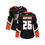 Women Adidas Anaheim Ducks #26 Brandon Montour Black Home Authentic Stitched NHL Jersey