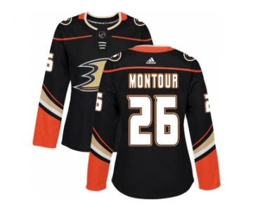 Women Adidas Anaheim Ducks #26 Brandon Montour Black Home Authentic Stitched NHL Jersey