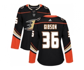 Women Adidas Anaheim Ducks #36 John Gibson Black Home Authentic Stitched NHL Jersey