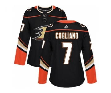 Women Adidas Anaheim Ducks #7 Andrew Cogliano Black Home Authentic Stitched NHL Jersey