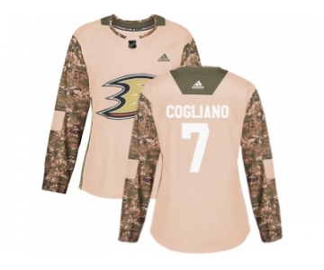 Women Adidas Anaheim Ducks #7 Andrew Cogliano Camo Authentic 2017 Veterans Day Stitched NHL Jersey