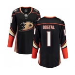 Women Anaheim Ducks #1 Lukas Dostal Authentic Black Home Fanatics Branded Breakaway Hockey Jersey