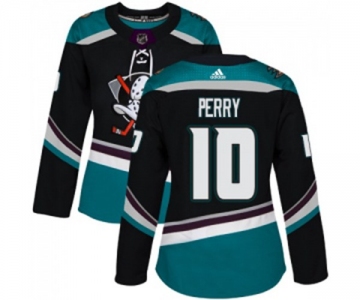 Women Anaheim Ducks #10 Corey Perry Authentic Black Teal Alternate Hockey Jersey