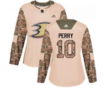 Women Anaheim Ducks #10 Corey Perry Authentic Camo Veterans Day Practice Hockey Jersey