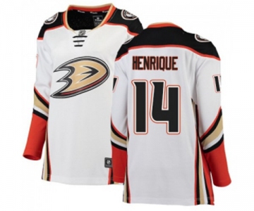 Women Anaheim Ducks #14 Adam Henrique Authentic White Away Fanatics Branded Breakaway Hockey Jersey