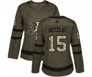 Women Anaheim Ducks #15 Ryan Getzlaf Authentic Green Salute to Service Hockey Jersey