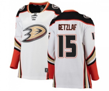 Women Anaheim Ducks #15 Ryan Getzlaf Authentic White Away Fanatics Branded Breakaway Hockey Jersey