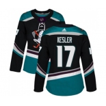 Women Anaheim Ducks #17 Ryan Kesler Authentic Black Teal Alternate Hockey Jersey