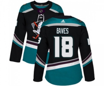 Women Anaheim Ducks #18 Patrick Eaves Authentic Black Teal Alternate Hockey Jersey