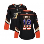 Women Anaheim Ducks #18 Patrick Eaves Authentic Black USA Flag Fashion Hockey Jersey