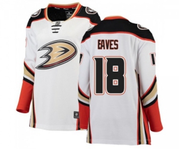 Women Anaheim Ducks #18 Patrick Eaves Authentic White Away Fanatics Branded Breakaway Hockey Jersey