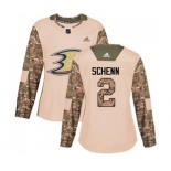 Women Anaheim Ducks #2 Luke Schenn Authentic Camo Veterans Day Practice Hockey Jersey