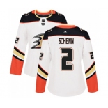 Women Anaheim Ducks #2 Luke Schenn Authentic White Away Hockey Jersey