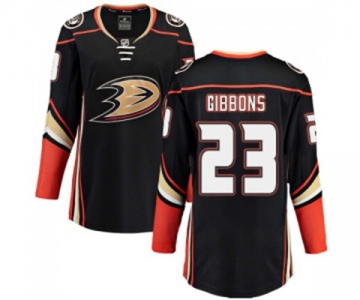 Women Anaheim Ducks #23 Brian Gibbons Authentic Black Home Fanatics Branded Breakaway Hockey Jersey