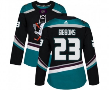 Women Anaheim Ducks #23 Brian Gibbons Authentic Black Teal Alternate Hockey Jersey