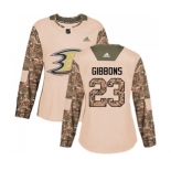 Women Anaheim Ducks #23 Brian Gibbons Authentic Camo Veterans Day Practice Hockey Jersey