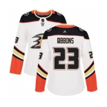 Women Anaheim Ducks #23 Brian Gibbons Authentic White Away Hockey Jersey