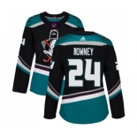 Women Anaheim Ducks #24 Carter Rowney Authentic Black Teal Alternate Hockey Jersey