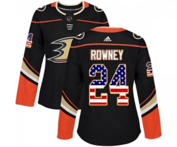 Women Anaheim Ducks #24 Carter Rowney Authentic Black USA Flag Fashion Hockey Jersey