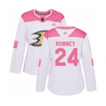 Women Anaheim Ducks #24 Carter Rowney Authentic White Pink Fashion Hockey Jersey