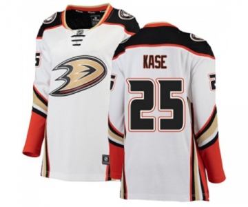 Women Anaheim Ducks #25 Ondrej Kase Authentic White Away Fanatics Branded Breakaway Hockey Jersey