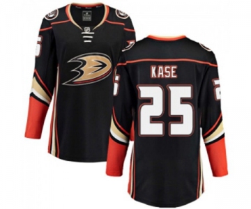 Women Anaheim Ducks #25 Ondrej Kase Fanatics Branded Black Home Breakaway Hockey Jersey