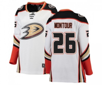 Women Anaheim Ducks #26 Brandon Montour Authentic White Away Fanatics Branded Breakaway Hockey Jersey