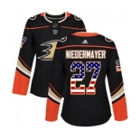 Women Anaheim Ducks #27 Scott Niedermayer Authentic Black USA Flag Fashion Hockey Jersey