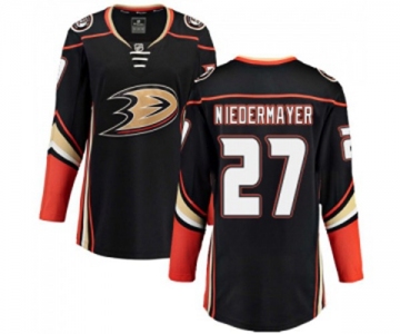 Women Anaheim Ducks #27 Scott Niedermayer Fanatics Branded Black Home Breakaway Hockey Jersey