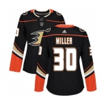 Women Anaheim Ducks #30 Ryan Miller Authentic Black Home Hockey Jersey