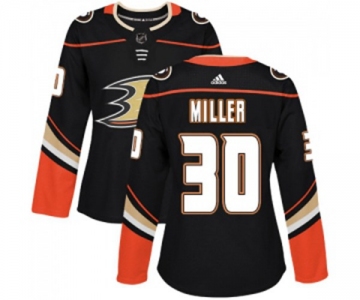 Women Anaheim Ducks #30 Ryan Miller Authentic Black Home Hockey Jersey