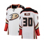 Women Anaheim Ducks #30 Ryan Miller Authentic White Away Fanatics Branded Breakaway Hockey Jersey