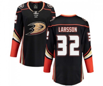 Women Anaheim Ducks #32 Jacob Larsson Authentic Black Home Fanatics Branded Breakaway Hockey Jersey