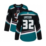 Women Anaheim Ducks #32 Jacob Larsson Authentic Black Teal Alternate Hockey Jersey