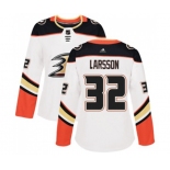 Women Anaheim Ducks #32 Jacob Larsson Authentic White Away Hockey Jersey